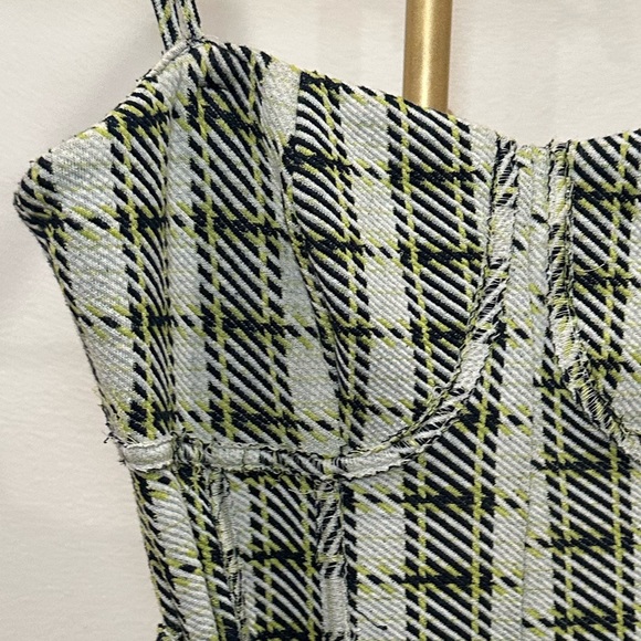 Free People Gingham wide leg jumpsuit in green. - Picture 5 of 11